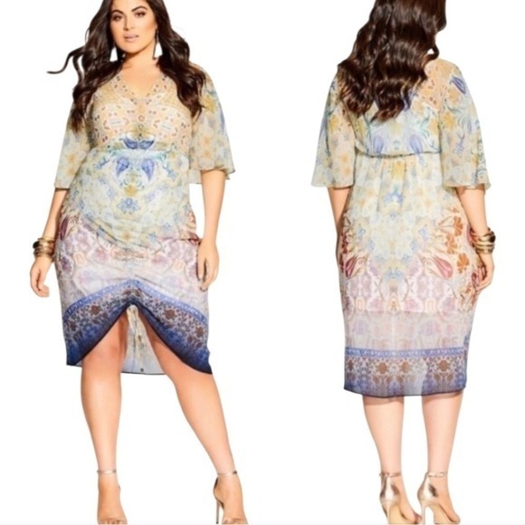 City Chic Dresses & Skirts - City Chic Mirrored Zambia Multicolor Women's Convertible Dress Plus Size 16 New‎